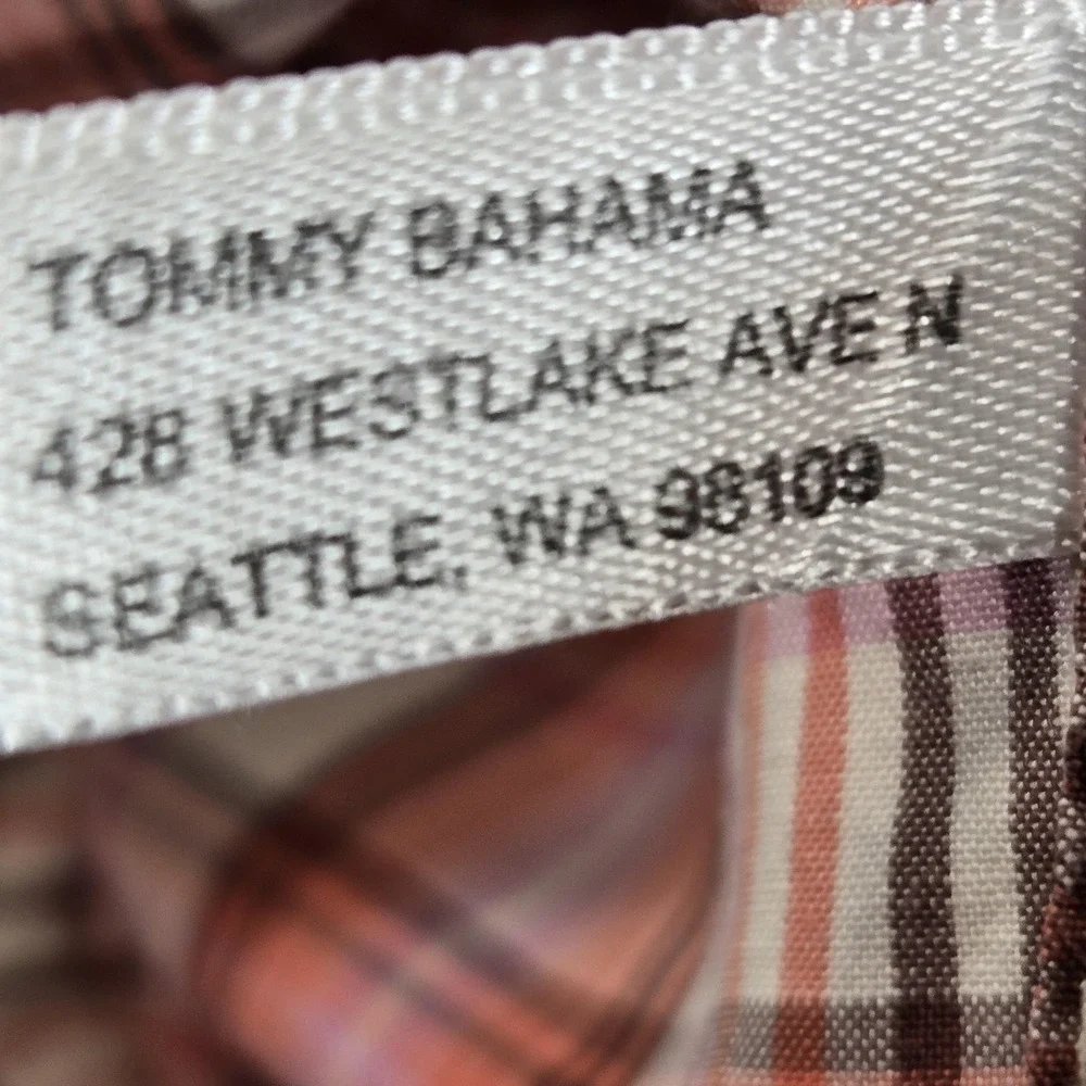 Tommy Bahama Shirt Mens 2XL‎ Pink Plaid Long Sleeve Button Front Casual Cotton